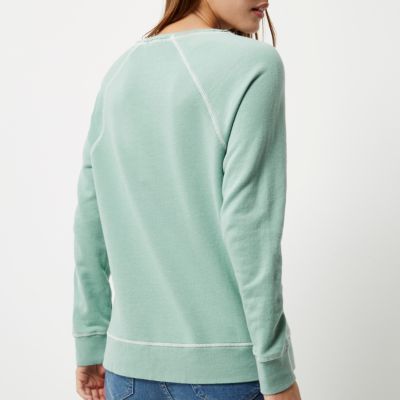 Green wonderful print sweatshirt